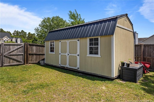 view of shed with a gate