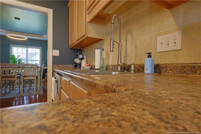 3603 Talus Rd, Fayetteville, NC 28306 - kitchen featuring a sink, stainless steel dishwasher, and backsplash