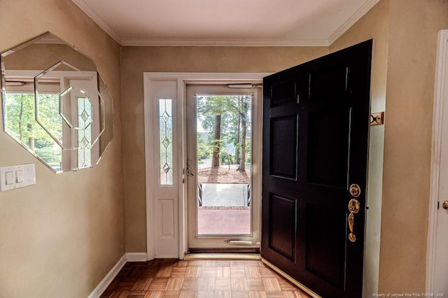 225 Lakeview Dr, Sanford, NC 27332 - entrance foyer featuring crown molding and baseboards