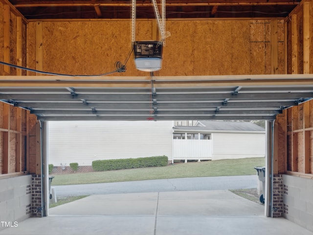 garage with a garage door opener