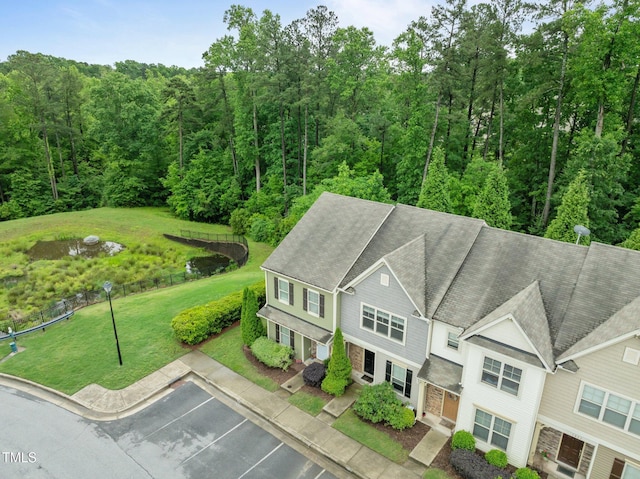 aerial view of a heavily wooded area