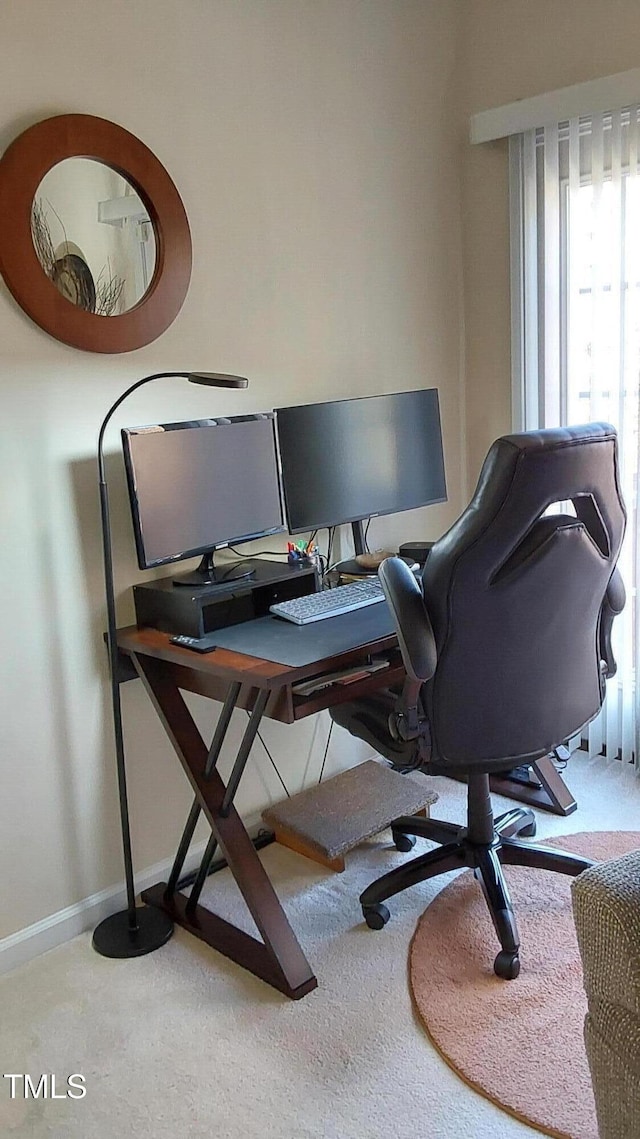 home office featuring carpet flooring
