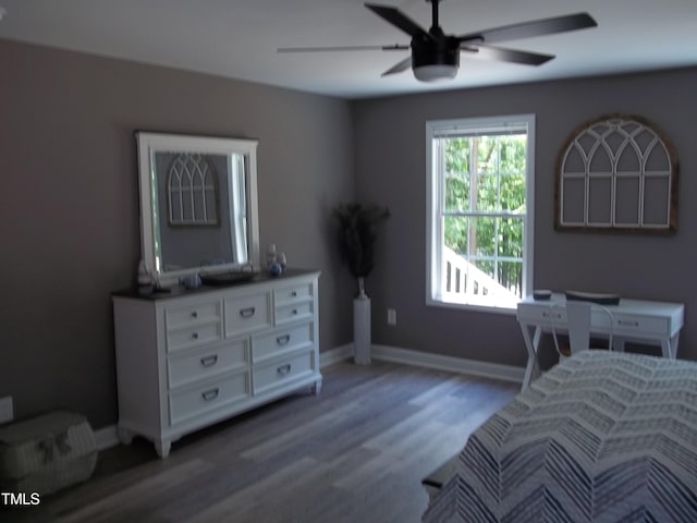 249 Fisherman Point Rd, Roxboro, NC 27574 - bedroom with wood finished floors, baseboards, and ceiling fan