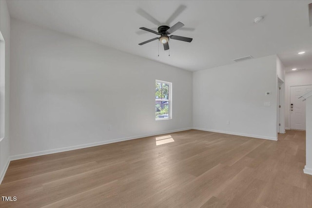 110 Hays St, Oxford, NC 27565 - empty room with light wood-style floors, a ceiling fan, a smoke detector, and recessed lighting