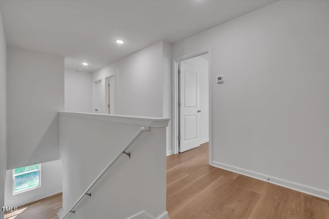 110 Hays St, Oxford, NC 27565 - hall featuring an upstairs landing, light wood finished floors, and recessed lighting