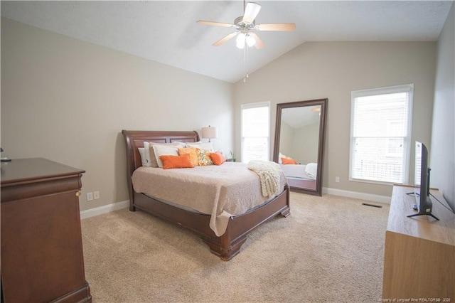 3119 Metthame Dr, Fayetteville, NC 28306 - bedroom featuring lofted ceiling, light carpet, and ceiling fan