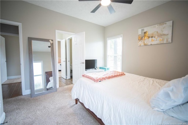 3119 Metthame Dr, Fayetteville, NC 28306 - bedroom with multiple windows, carpet, a ceiling fan, and a textured ceiling