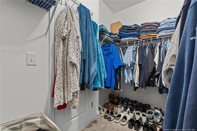 walk in closet featuring carpet