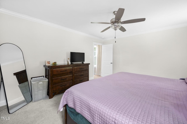 220 Purslane Dr, Franklinton, NC 27525 - bedroom with ornamental molding, light carpet, a ceiling fan, and baseboards