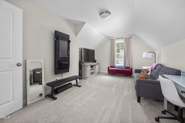220 Purslane Dr, Franklinton, NC 27525 - carpeted home office featuring vaulted ceiling and baseboards