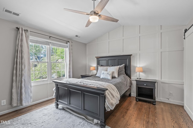 208 Silk Hope Dr, Cary, NC 27519 - bedroom with lofted ceiling, wood finished floors, and ceiling fan