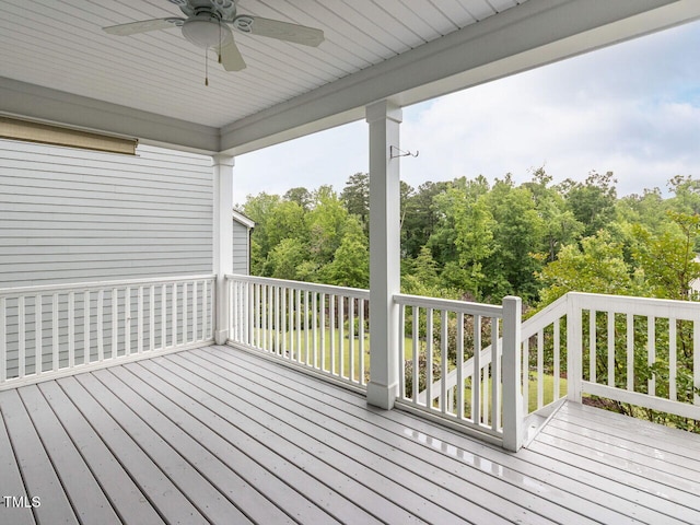 437 Henmore Brook Dr, Cary, NC 27519 - wooden terrace featuring a ceiling fan