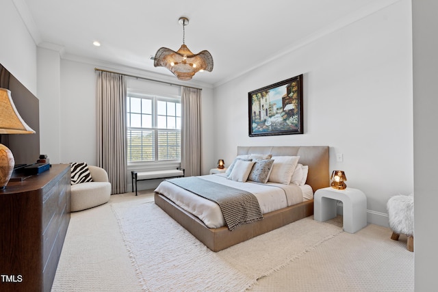620 Wade Ave Unit 505, Raleigh, NC 27605 - bedroom with crown molding, carpet floors, recessed lighting, and baseboards