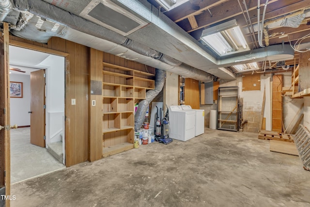 2600 Wade Ave, Raleigh, NC 27607 - unfinished basement featuring separate washer and dryer and stairway