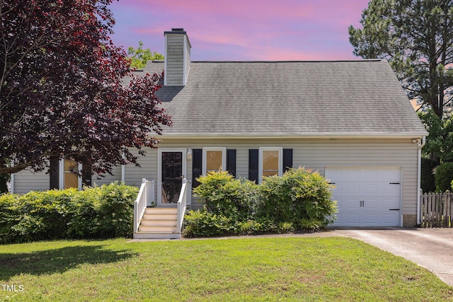 809 Maple Shade Ln, Apex, NC 27502 - view of front of property featuring a chimney, an attached garage, and concrete driveway