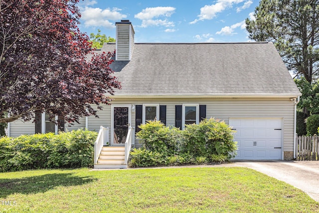 809 Maple Shade Ln, Apex, NC 27502 - view of front facade with a garage, driveway, and a chimney