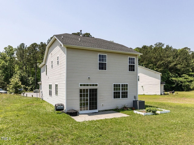 3507 Portico Ln, Durham, NC 27703 - rear view of house featuring a yard, a patio, and cooling unit