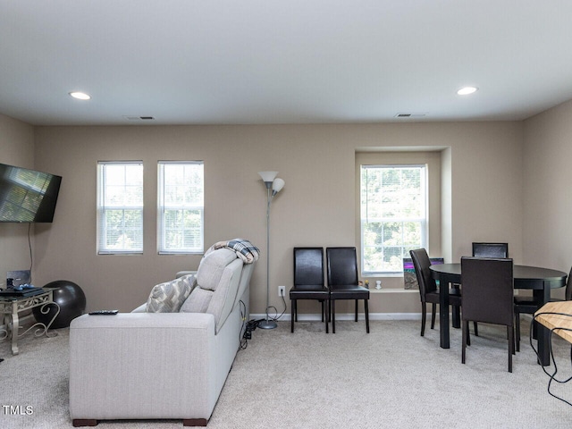 3507 Portico Ln, Durham, NC 27703 - carpeted living area featuring recessed lighting and baseboards