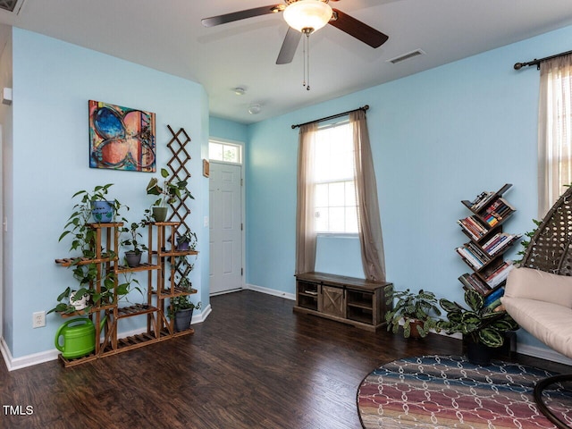 3507 Portico Ln, Durham, NC 27703 - entrance foyer with wood finished floors, a ceiling fan, and baseboards