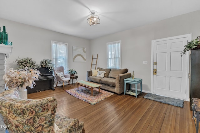 living room with hardwood / wood-style flooring