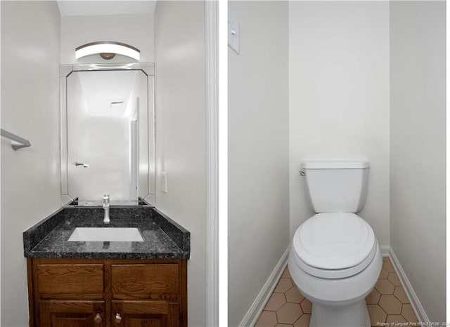 5704 Kindley Dr, Fayetteville, NC 28311 - bathroom with toilet, vanity, tile patterned flooring, and baseboards