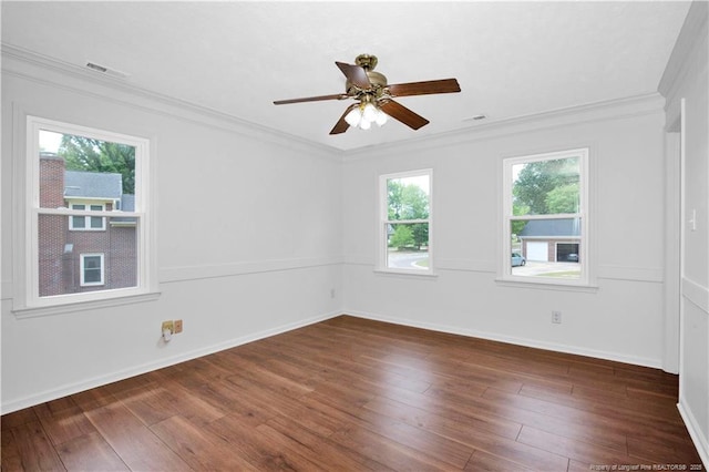 5704 Kindley Dr, Fayetteville, NC 28311 - spare room with hardwood / wood-style flooring, a ceiling fan, ornamental molding, and baseboards