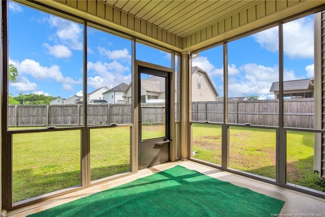 view of unfurnished sunroom
