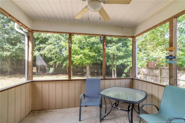 sunroom with ceiling fan and healthy amount of natural light