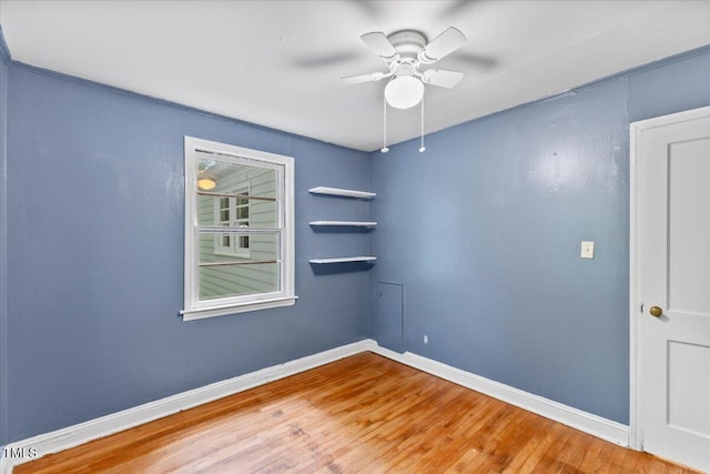 2324 Stevens Rd, Raleigh, NC 27610 - spare room with wood finished floors, baseboards, and a ceiling fan