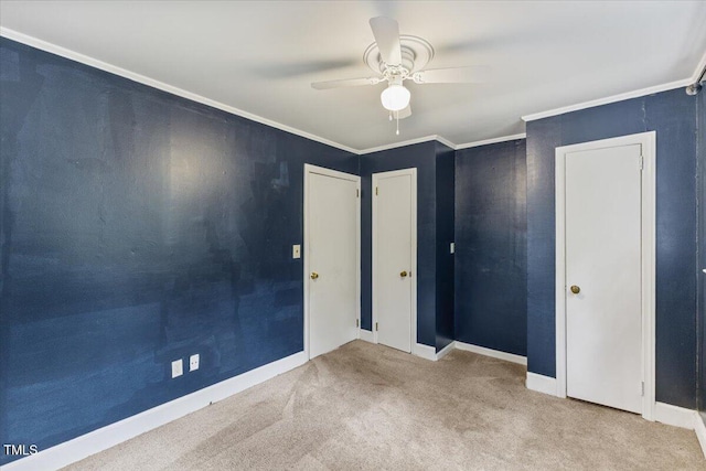 2324 Stevens Rd, Raleigh, NC 27610 - unfurnished bedroom with carpet floors, ornamental molding, baseboards, and a ceiling fan