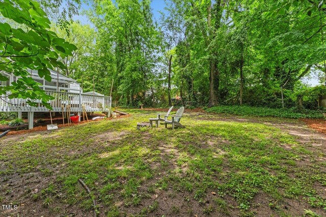 2324 Stevens Rd, Raleigh, NC 27610 - view of yard with a wooden deck