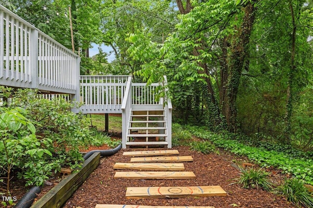 2324 Stevens Rd, Raleigh, NC 27610 - view of yard with stairs and a wooden deck