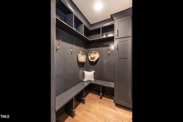 mudroom featuring light wood finished floors