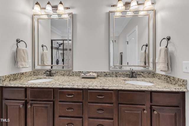 3007 Krogen Ct, Creedmoor, NC 27522 - bathroom with ornamental molding and double vanity