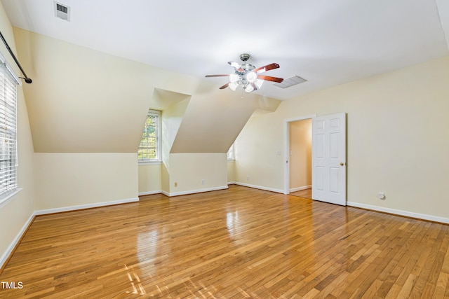 6201 King Croydon Ct, Raleigh, NC 27603 - additional living space featuring a ceiling fan, light wood-style floors, and vaulted ceiling