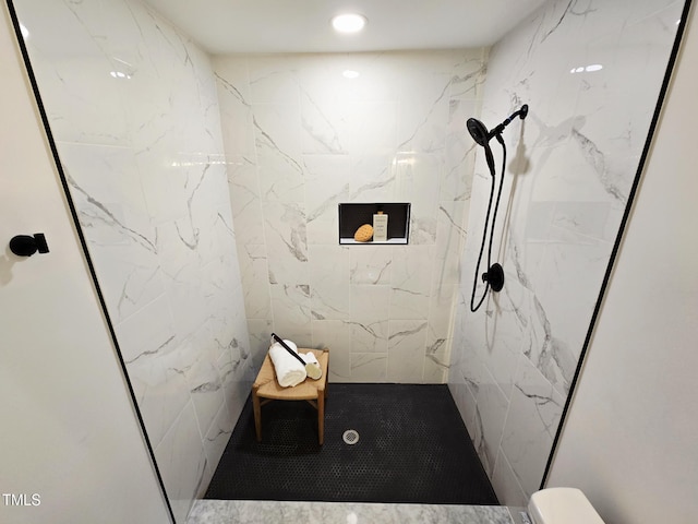 3669 W Greensboro Chapel Hill Rd, Liberty, NC 27298 - bathroom featuring a marble finish shower and toilet