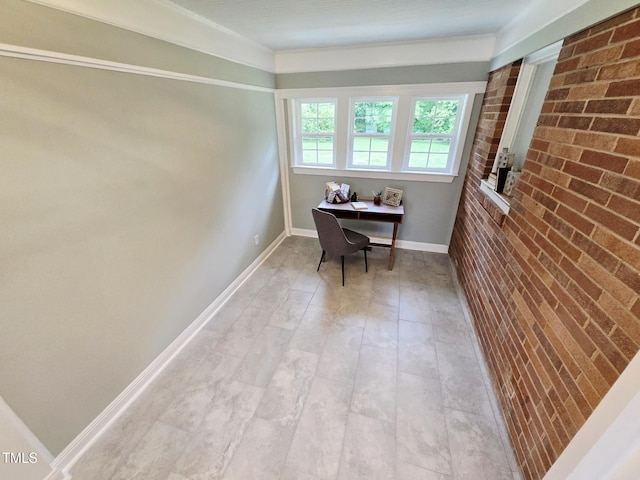 3669 W Greensboro Chapel Hill Rd, Liberty, NC 27298 - corridor featuring baseboards and brick wall