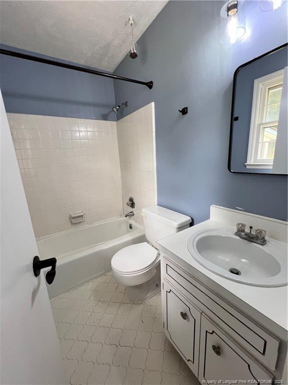 full bath featuring vanity, toilet, and tub / shower combination