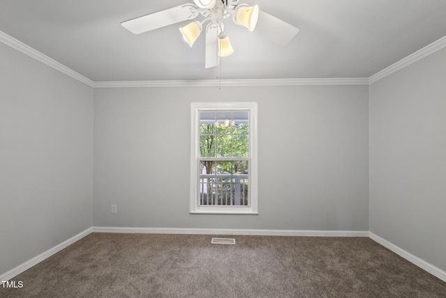 1201 Pond St, Cary, NC 27511 - empty room featuring carpet, ornamental molding, and ceiling fan