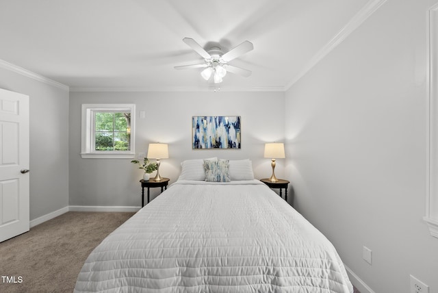 1201 Pond St, Cary, NC 27511 - bedroom with carpet flooring, crown molding, and ceiling fan