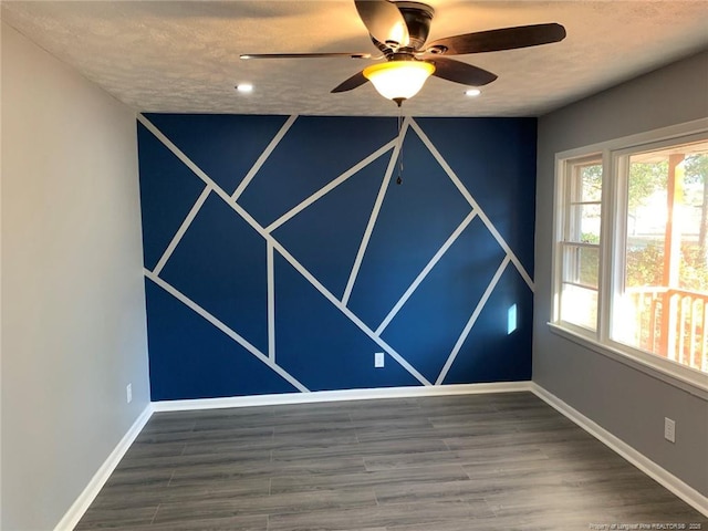 4212 Forest View Dr, Fayetteville, NC 28304 - empty room with ceiling fan, baseboards, wood finished floors, and recessed lighting