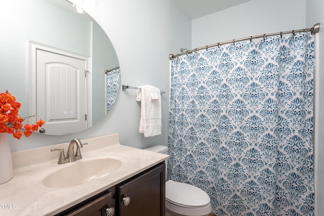 453 Granite Saddle Dr, Rolesville, NC 27571 - bathroom with vanity, toilet, and a shower with curtain