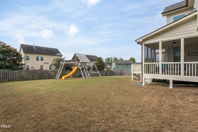 453 Granite Saddle Dr, Rolesville, NC 27571 - view of yard with a playground and a sunroom