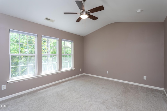 7244 Galon Glen Rd, Raleigh, NC 27613 - carpeted spare room with ceiling fan, lofted ceiling, baseboards, and a smoke detector