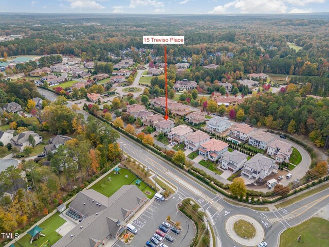 15 Treviso Pl, Durham, NC 27707 - aerial perspective of suburban area with a forest