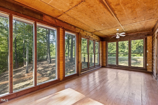 5900 Ebenezer Church Rd, Raleigh, NC 27612 - unfurnished sunroom with wood ceiling, wood walls, and hardwood / wood-style floors