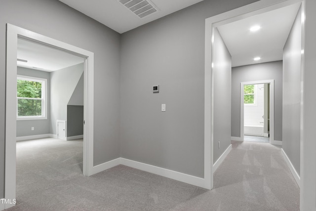 1003 E Sterlington Pl, Apex, NC 27502 - hallway with light carpet, baseboards, and recessed lighting
