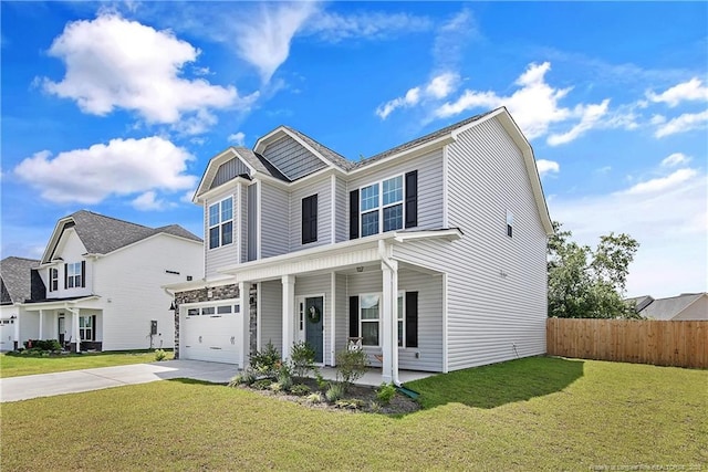 633 Amusement Dr, Hope Mills, NC 28348 - view of front of property with a porch, concrete driveway, and an attached garage