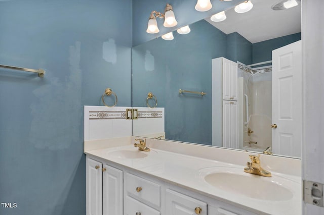 106 Irene Ct, Rocky Mount, NC 27804 - full bath featuring double vanity and shower / bath combo with shower curtain
