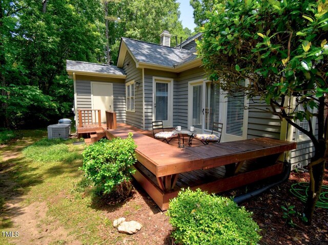 119 Long Shadow Ln, Cary, NC 27518 - deck with central AC and french doors